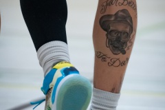 Tattoo auf der rechten Wade von Booker Coplin (Giants Düsseldorf, No.6)

DEU, Duesseldorf, 22.08.21 Basketball, Testspiel Saisonvorbereitung 2021/2022 ART Giants Düsseldorf - Phoenix Hagen